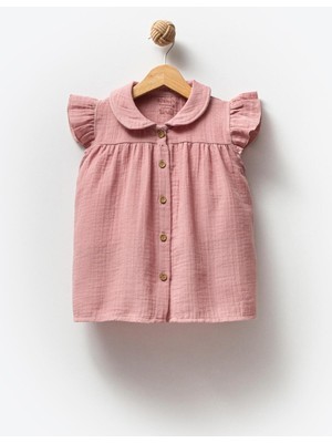By Bubbles Müslin Bebe Yaka Kız Bebek Elbise