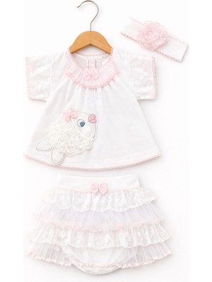 Kardeşler Bebe Balık Detaylı Kız Bebek Takım – Dantelli Tütü Etek ve Saç Bandı Set