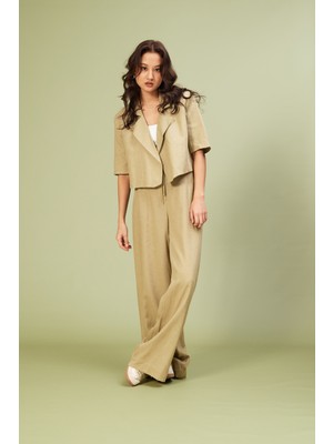 Nisan Triko Keten Karışımlı Kısa Kollu Ceket