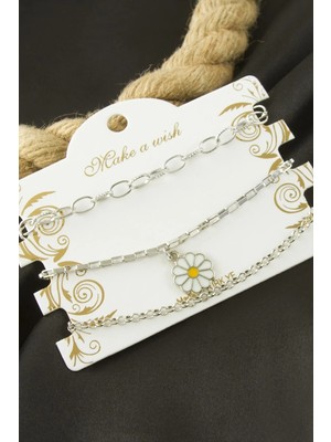 Marsilyan Papatya Zincir Bileklik 3 Adet