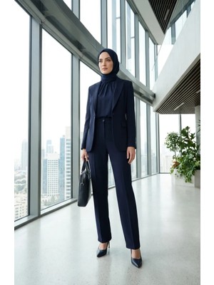 Sefa Merve Düz Paça Pantolon 1155-02 Lacivert