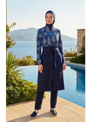 Fermuarlı Tesettür Mayo 2603-02 Lacivert