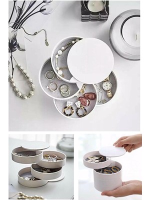 Balkan Grup 4 Katlı Dönebilen Silindir Takı ve Makyaj Organizer Kutusu