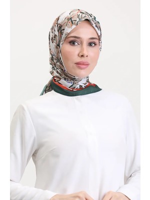 Desenli Soft Eşarp 70245-04 Zümrüt Yeşili Vizon