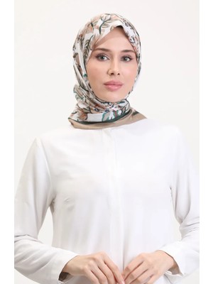 Desenli Soft Eşarp 70245-09 Sütlü Kahve Yeşil