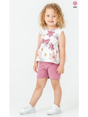 Smile Kids Kız Çocuk Çiçek Desenli Fiyonklu Atlet Şort Takım