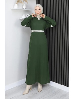 Şile Bezi Elbise 3939-03 Haki