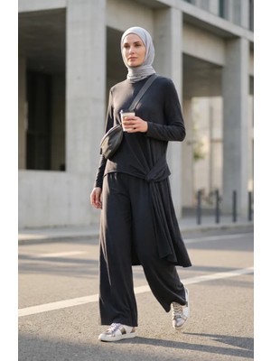 Oysho Kumaş Düğüm Detaylı Ikili Takım 5111-01 Siyah