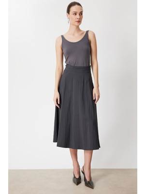 On Kadın Volanlı Maxi Etek 74206 Antrasit