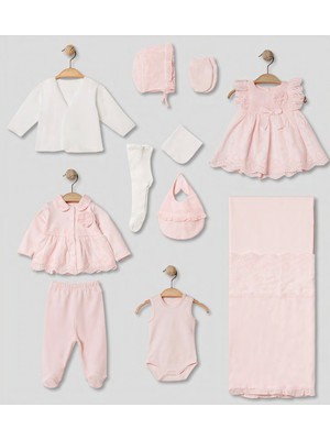 Pugi Baby Dantel Detaylı 10’lu Kız Bebek Hastane Çıkış Seti