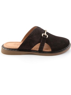 Bambi Kahve Hakiki Deri Kadın Terlik K04359662102