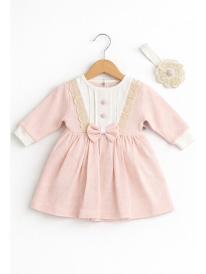Işıl Baby Dantel Detaylı Çiçek Aplikeli Kız Bebek Elbise