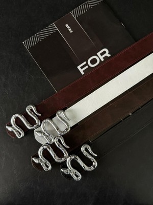 Fiori 4 cm Yılan Tokalı Kadın Pantolon Kemeri, Ceket Kemeri, Elbise Kemeri, Gömlek Kemeri