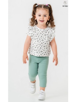 Smile Kids Kız Bebek Yazlık Çiçek Baskılı Tişört Tayt Takım