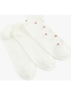 Koton Kiraz Desenli Pamuklu 3'lü Patik Çorap Seti