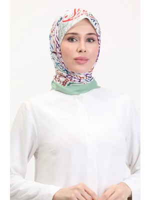 Desenli Soft Eşarp 70243-05 Mint Yeşili Mor