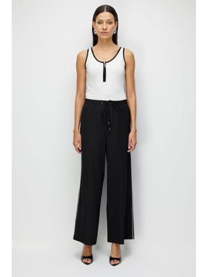 Ekol Kadın Şeritli Bol Paça Eşofman Altı 4122 Siyah