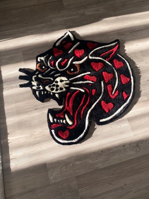 Tufty Friends Kaplan Temalı El Yapımı Tufting Halı - Yumuşak Tüylü Halı - Kaymaz Taban Halı