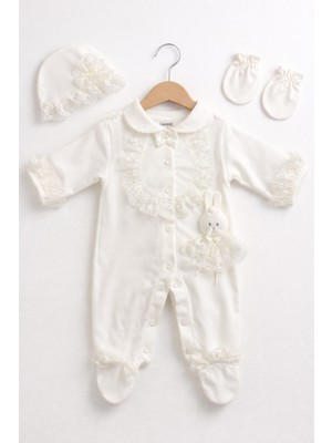 Kardeşler Bebe Dantelli Patikli Kız Bebek Tulum