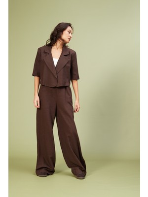 Nisan Triko Keten Karışımlı Kısa Kollu Ceket