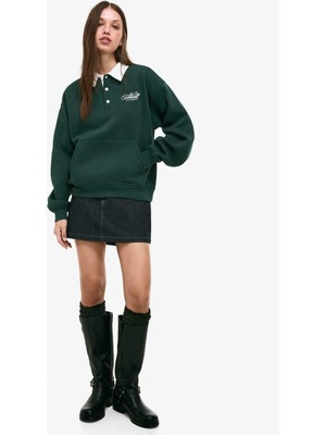 Allbucks Bershka, Boxy Fıt Uzun Kollu Polo Yaka Sweatshırt ABBRS3811