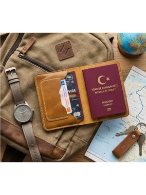 Parla Leather  Pasaport Cüzdan V3 El Yapımı Hakiki Gerçek Deri Pasaport Kılıfı Cüzdan Kartlık Kadın Erkek