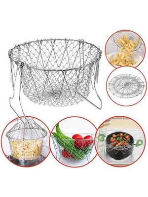 Balkan Grup Çok Fonksiyonlu Pratik Süzgeç Katlanır - Kızartma Haşlama Aparatı -Chef Basket