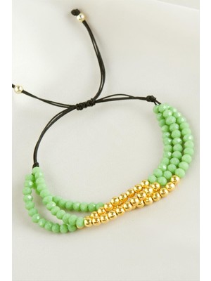 Zero Land Streozd Top Metal Üçlü Kristal Bileklik-Su Yeşili