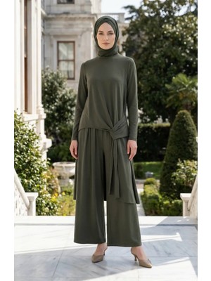 Oysho Kumaş Düğüm Detaylı Ikili Takım 5111-02 Haki