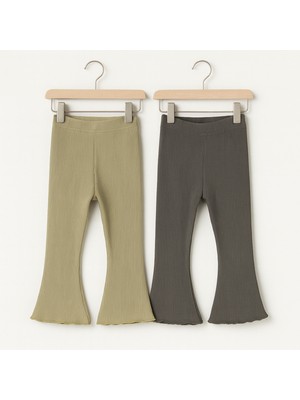 Smile Kids Kız Çocuk 2'li Kaşkorse Ispanyol Paça Pantolon