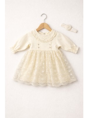Işıl Baby Kız Bebek Dantel Işlemeli Uzun Kollu Elbise