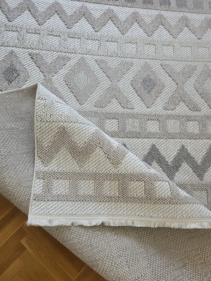 Anutya Home Monaco 0038 Krem Gri Iskandinav Sisal Bukle Yumuşak Özel Ölçü Salon Koridor Mutfak Halısı Yolluk