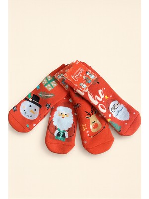 For My Baby Yılbaşı Desenli 4 Çift Çocuk Çorabı