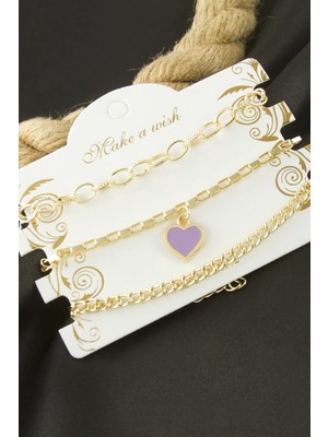 Hobilinka Kalp Zincir Bileklik 3 Adet