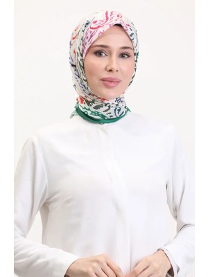 Desenli Soft Eşarp 70243-03 Yeşil Lacivert