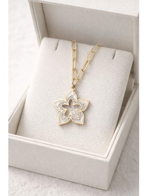 Balkan Grup Altın Renk Çelik Yıldız Kolye Model 16 – Zirkon Taşlı, Kararma Yapmaz, Şık ve Günlük Kul