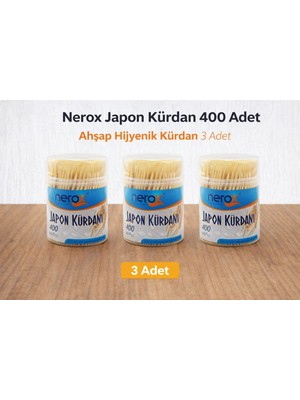 Balkan Grup Nerox Japon Kürdan 400 Adet Ahşap Hijyenik Kürdan 3 Adet