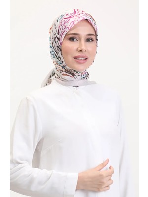 Desenli Soft Eşarp 70243-07 Krem Mürdüm