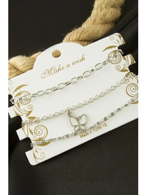 Pileli Store Kelebek Zincir Bileklik 3 Adet