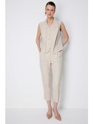 Ekol Kadın Yan Cepli Dar Paça Pantolon 1192 Kum
