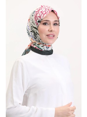 Desenli Soft Eşarp 70243-01 Koyu Yeşil Oranj