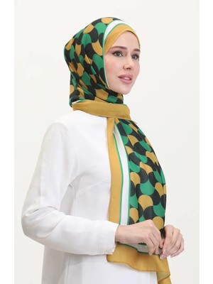 Desenli Soft Şal 70266-04 Hardal Yeşil