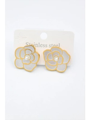 Sedef Çiçek Küpe - Altın