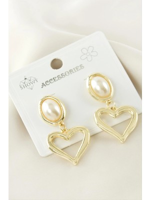 Esranın Dünyası Kalp Metal Inci Küpe RSBİJ34-ESRDNS