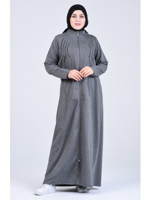 Büyük Beden Fermuarlı Spor Ferace 10030-5 Antrasit