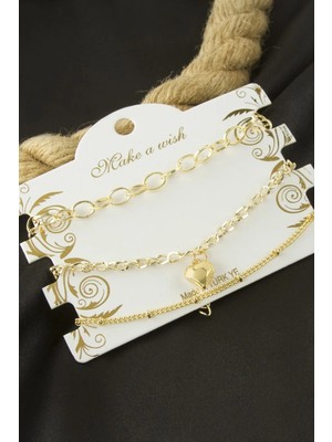 DS LLC Kalp Zincir Bileklik 3 Adet DLLSRSBJ34