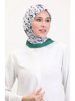 Desenli Soft Eşarp 70249-01 Çimen Yeşili Lacivert