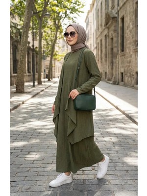 Elbise Yelek Ikili Takım 6527-10 Haki Yeşil