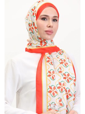 Desenli Soft Şal 70269-10 Turuncu Yeşil