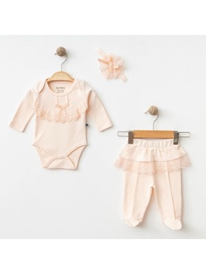 Işıl Baby Kız Bebek Dantel Detaylı 3'lü Body Takım